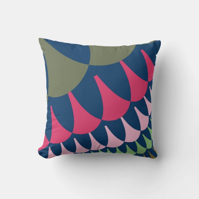 Forest Green and Pink Scales Cushion (Front)