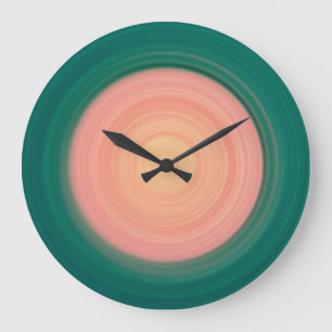 Forest Green and Salmon Pink Large Clock