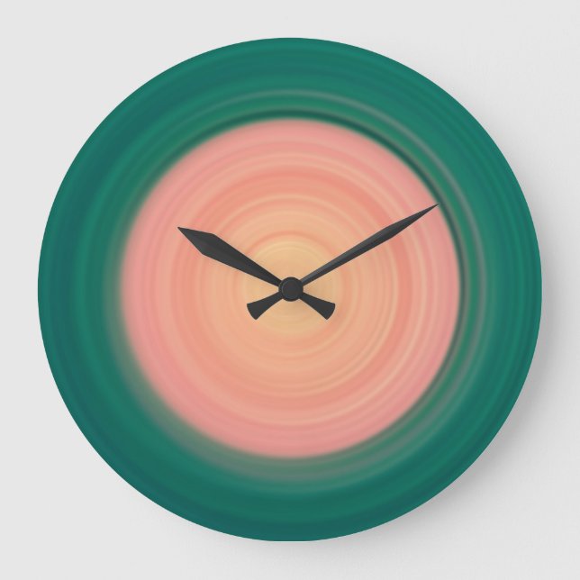 Forest Green and Salmon Pink Large Clock (Front)