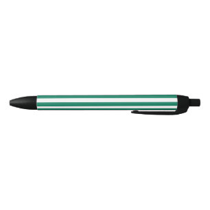 Forest green and white candy stripes black ink pen