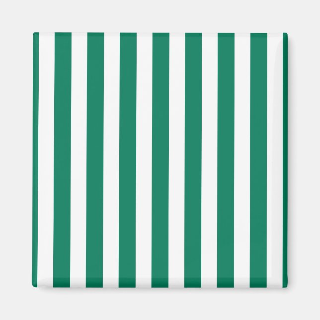 Forest green and white candy stripes magnet (Front)