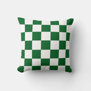 Forest Green and White Chequered Cushion