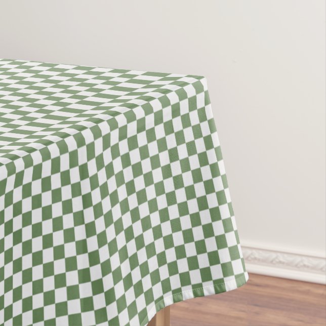 Forest Green and White Chequered Tablecloth (In Situ)