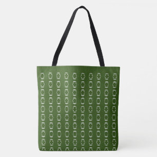 Forest Green and White Cross Pattern Tote Bag