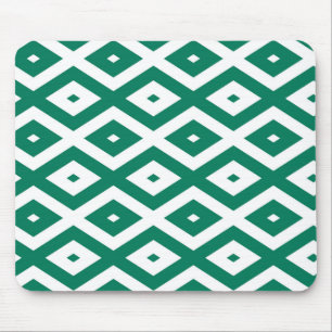 Forest green and white diamond pattern mouse pad