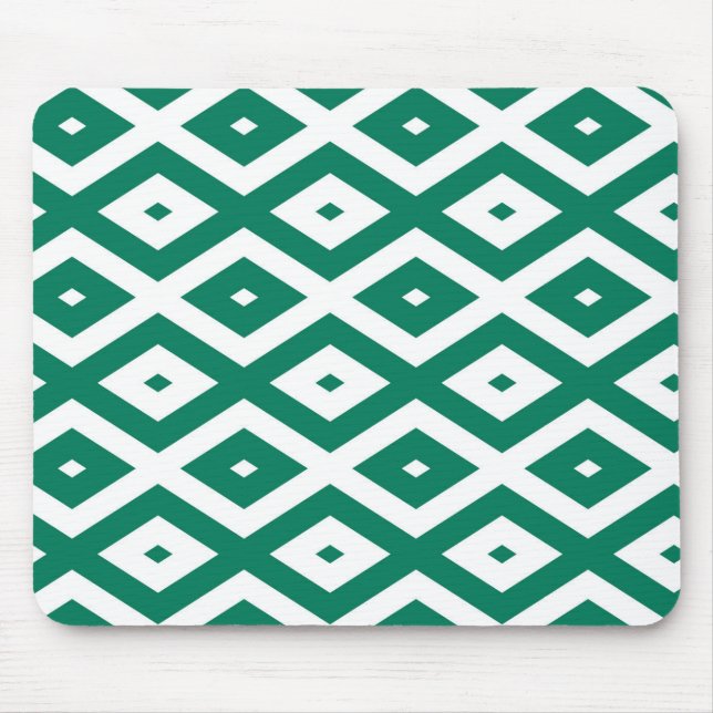 Forest green and white diamond pattern mouse pad (Front)