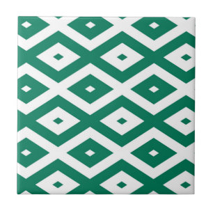 Forest green and white diamond pattern tile
