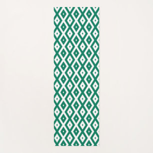 Forest green and white diamond pattern yoga mat