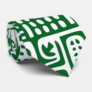forest green and white doodles of 7 tie