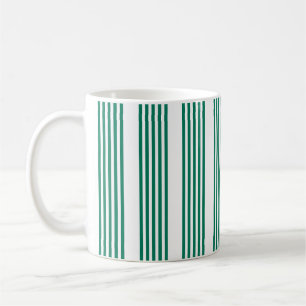 Forest green and white five stripe pattern coffee mug