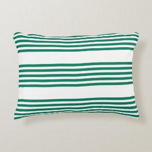 Forest green and white five stripe pattern decorative cushion