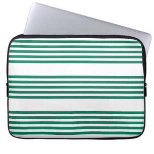 Forest green and white five stripe pattern laptop sleeve