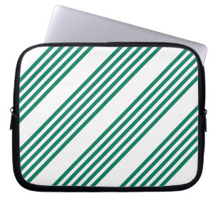 Forest green and white five stripe pattern laptop sleeve