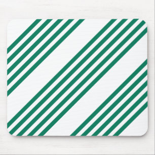 Forest green and white five stripe pattern mouse pad