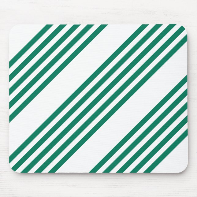 Forest green and white five stripe pattern mouse pad (Front)