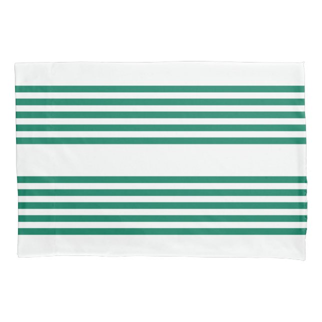 Forest green and white five stripe pattern pillowcase (Front)