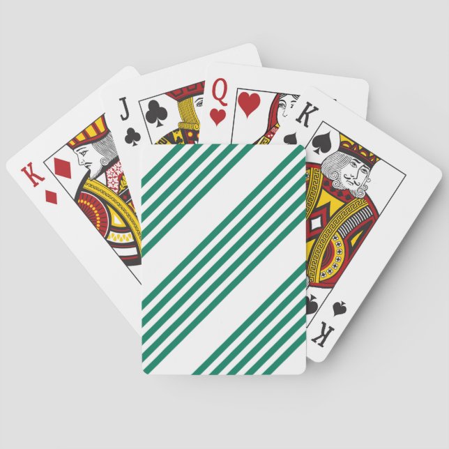 Forest green and white five stripe pattern playing cards (Back)