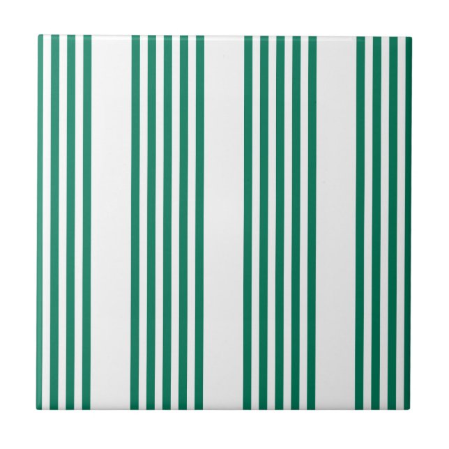Forest green and white five stripe pattern tile (Front)