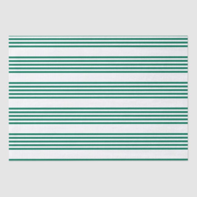 Forest green and white five stripe pattern tissue paper (Front)