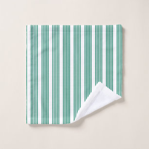 Forest green and white five stripe pattern wash cloth