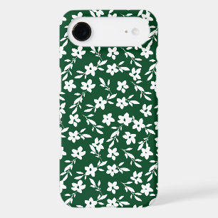 Forest Green and White Flower Silhouettes