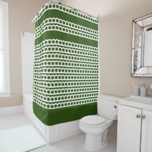 Forest Green and white Modern bubble Waves Shower Curtain