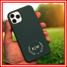Forest Green and White | Modern Initials Monogram
