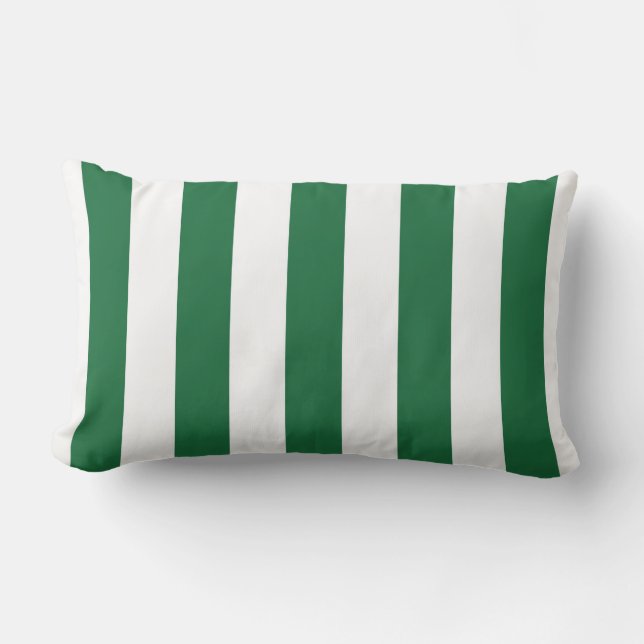 Forest Green and White XL Stripes Pattern Outdoor Cushion (Front)