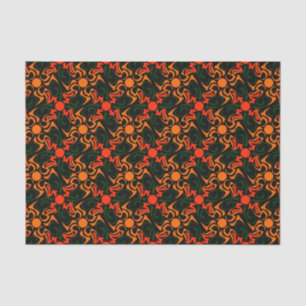 Forest Green and Yellow Tribal Star Pattern Tissue Paper