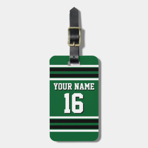 Forest Green Black Team Jersey Custom Number Name Luggage Tag