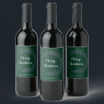 Forest Green Botanical Wreath Merry Christmas Wine Label<br><div class="desc">Celebrate the season and the joy of giving with this modern custom wine label. You can personalise the text with your own family name. This Christmas wine label will be a sophisticated addition to your Christmas dinner, Christmas party or to give as a gift. Matching Christmas Greeting Cards are available...</div>