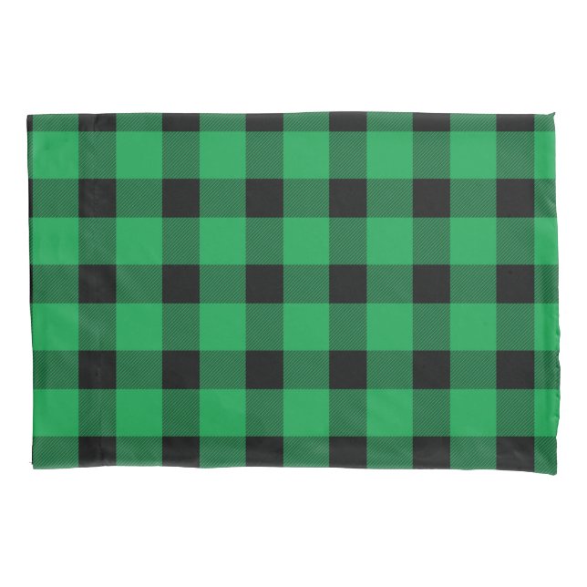 Forest Green Buffalo Country Lumberjack Plaid Pillowcase (Front)
