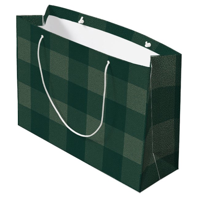 Forest Green Buffalo Plaid Large Gift Bag (Back Angled)