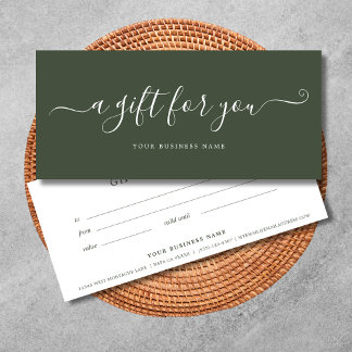 Forest Green Business Gift Certificate Elegant