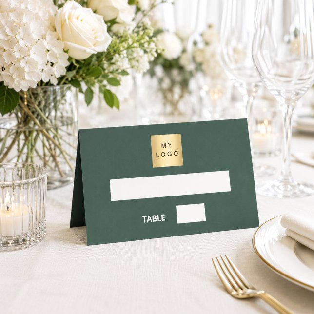 Forest green business logo event place card (Creator Uploaded)