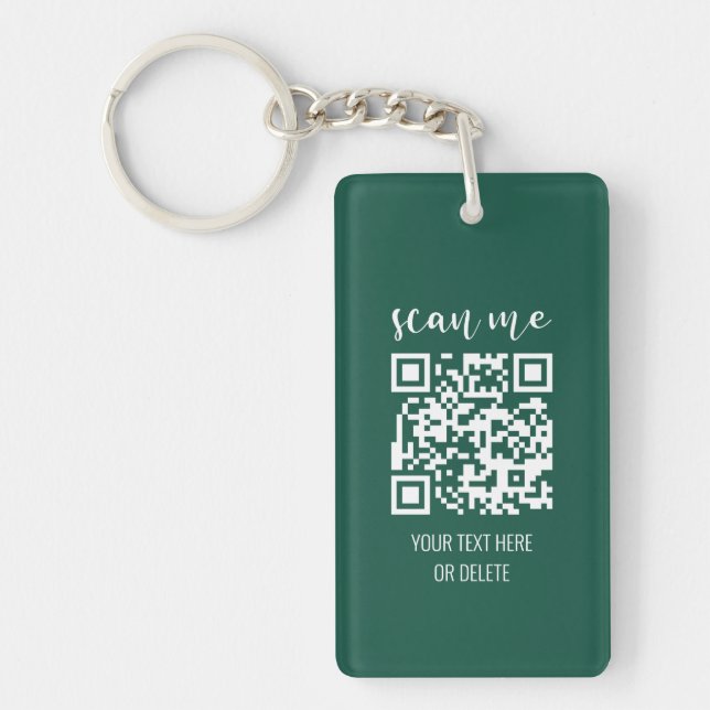 Forest Green Business Logo QR Code Scan Me Key Ring (Front)