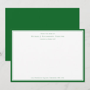 Forest Green Business Monogram From The Desk of Card