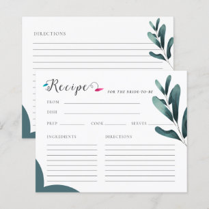 Forest Green Calligraphy Recipe Bridal Shower