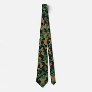 Forest Green Camo in Olive Brown and Charcoal Tie