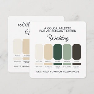 Forest Green Champagne Wedding Colour Palette Card