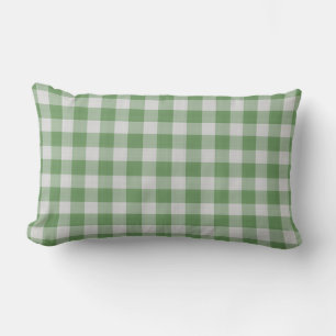 Forest Green checkered Gingham Plaid Lumbar Cushion