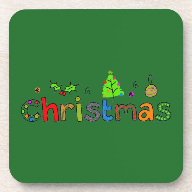 Forest Green Christmas Coaster (Front)