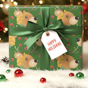 Forest Green Christmas Teddy Bear Wrapping Paper