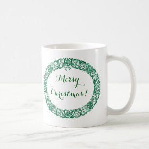 Forest Green Christmas Wreath to Customise Coffee Mug