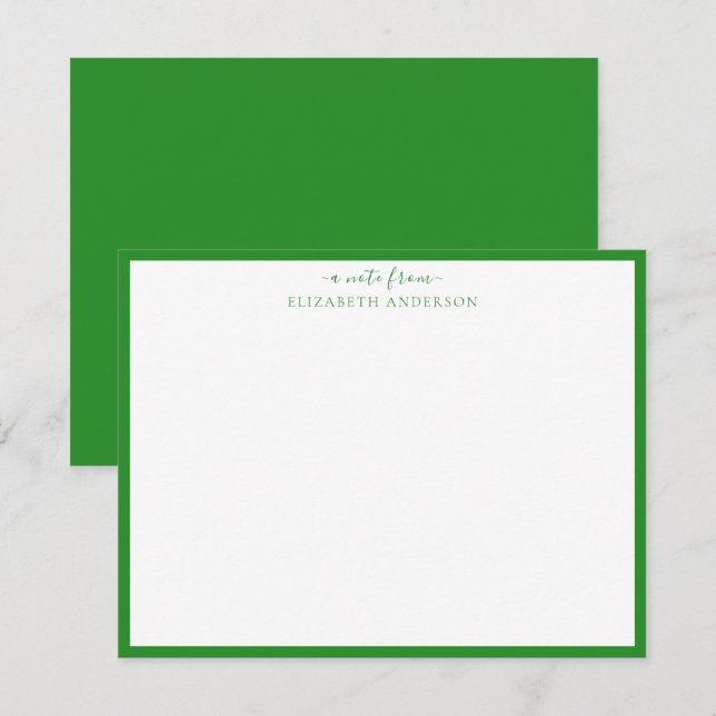 Forest Green Classic Border Note Card (Front/Back)