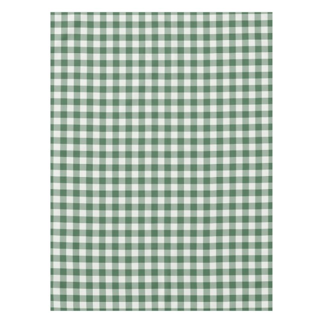 Forest Green Classic Gingham Plaid Tablecloth (Front)