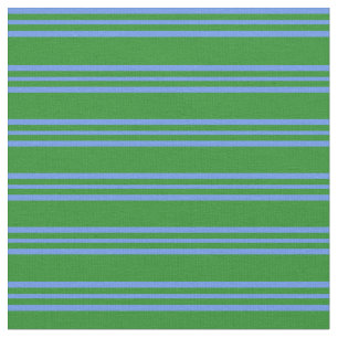 Forest Green & Cornflower Blue Stripes Fabric