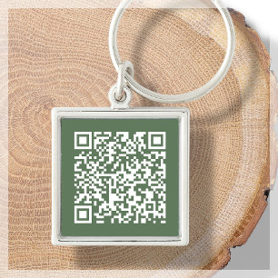 Forest Green Custom QR Code Keychain