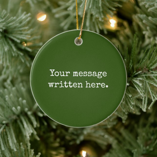 Forest Green Custom Your Text Personalised Quote Ceramic Tree Decoration (Tree)