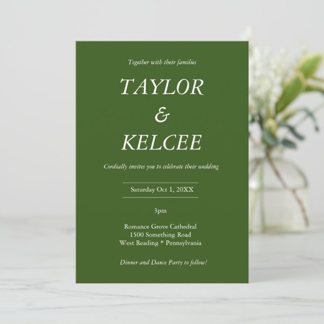 Forest Green CUSTOMIZABLE Wedding Invitation (Standing Front)